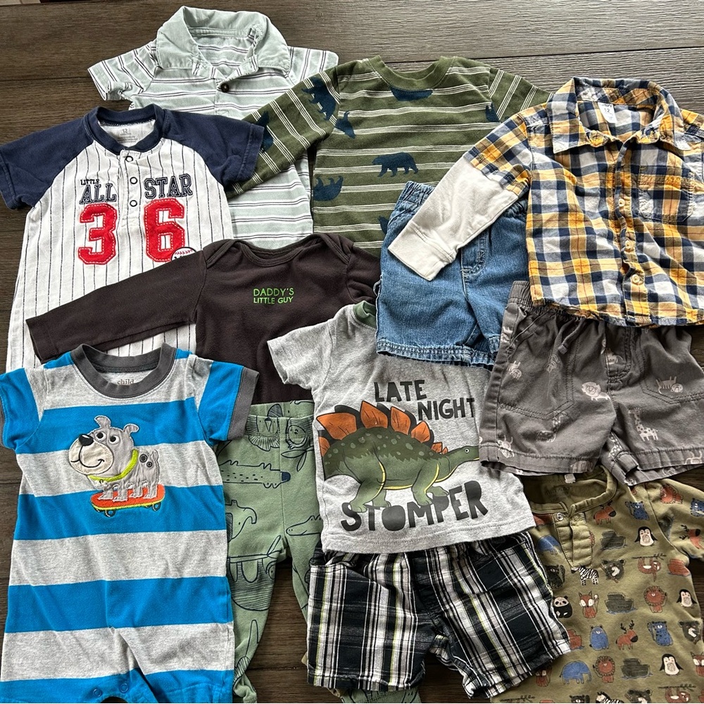 Baby Boy 12 Month Assorted Clothing Lot - 12 Pieces